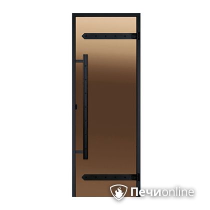 Дверь для бани Harvia Стеклянная дверь для сауны LEGEND 8/19 черная коробка сосна бронза  D81901МL в Соликамске